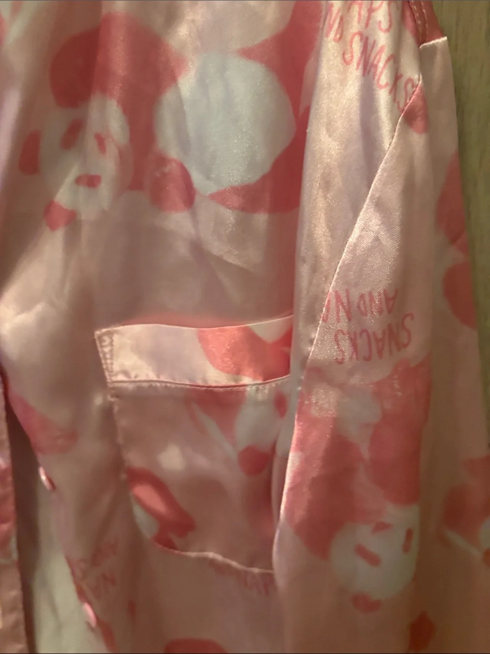 Justice Pink Satin Panda-Print Pajama Set